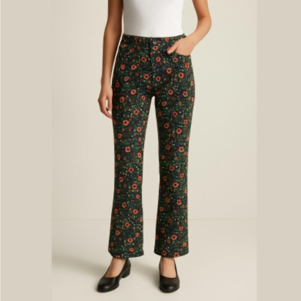 Isabel Marant Flower Floral Ribbed Trouser Pant 100% Cotton- Size 36 (US 4)